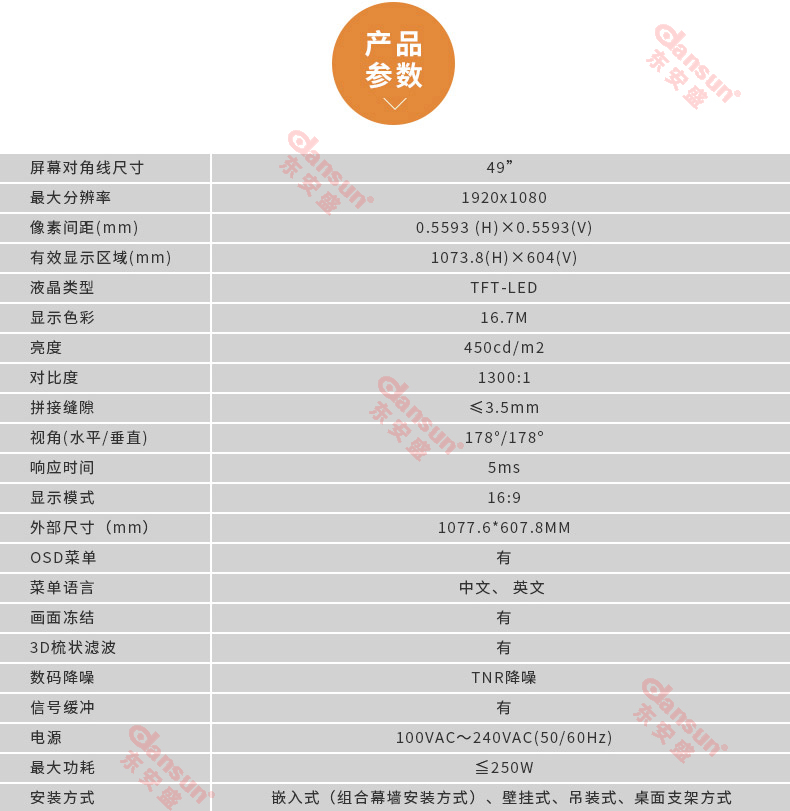 三星LG原裝49寸液晶拼接屏工業(yè)級拼縫監(jiān)控顯示電視墻產(chǎn)品參數(shù) 三星LG原裝49寸液晶拼接屏工業(yè)級拼縫監(jiān)控顯示電視墻產(chǎn)品參數(shù)